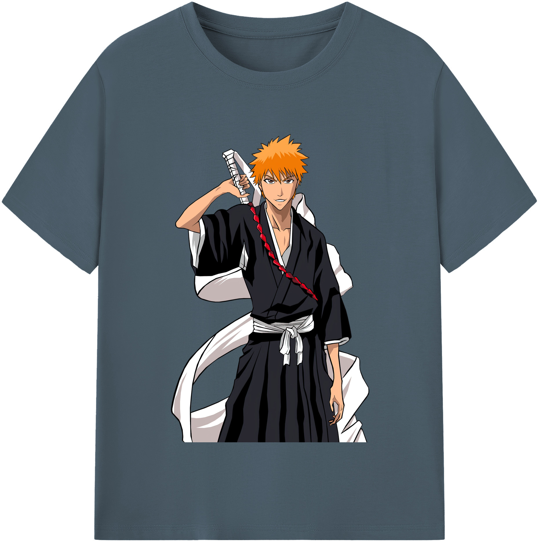 （画像用） ブリーチ 黒崎一護（くろさき いちご）BLEACH Kurosaki Ichigo 綿100％半袖Tシャツ（フロントプリント）